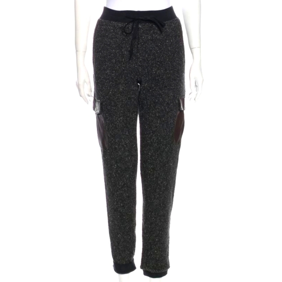 Rag & Bone Leather Trim Wool Gray Sweatpants Size 2 - Picture 1 of 4